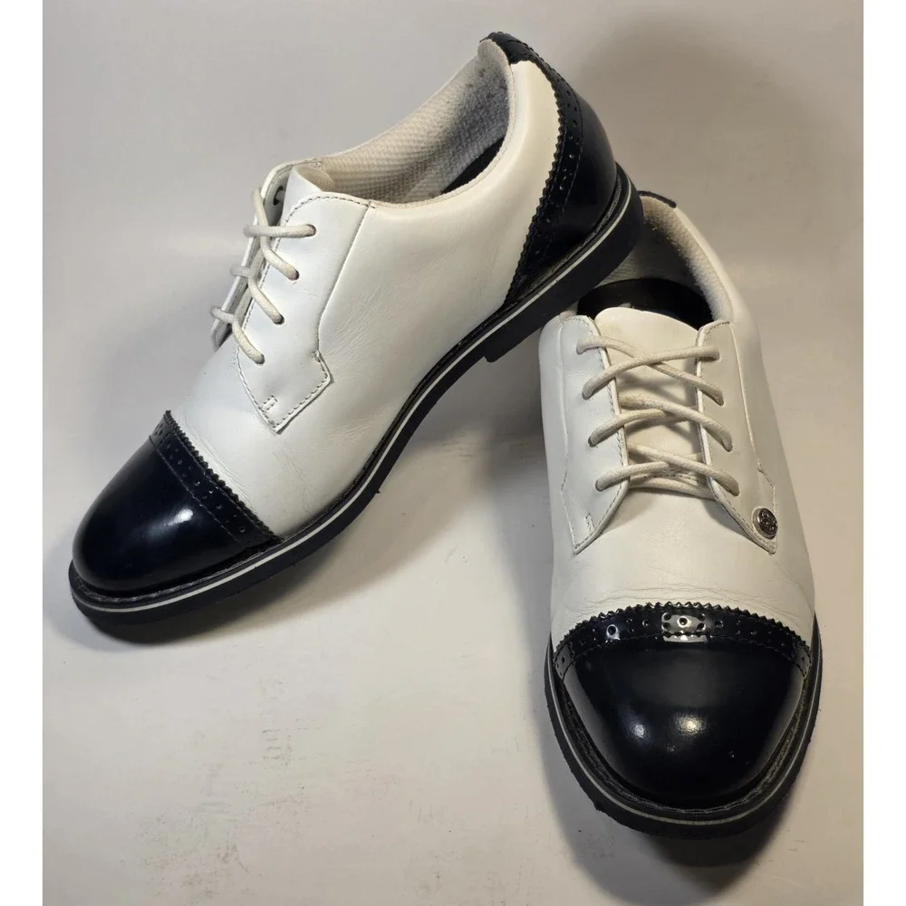 G/FORE White and Navy Two-Tone Golf Oxfords - Picture 6 of 11